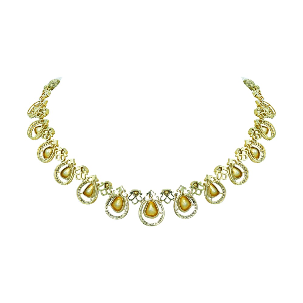 Graceful Polki Diamond Necklace with Intricate Chain
